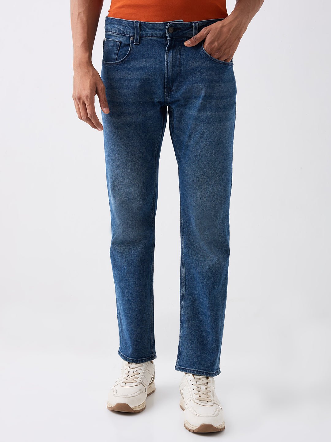 Spykar Blue Mid Rise Comfort Fit Casual Jeans For Men