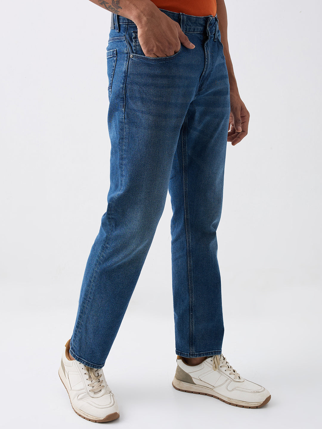 Spykar Blue Mid Rise Comfort Fit Casual Jeans For Men