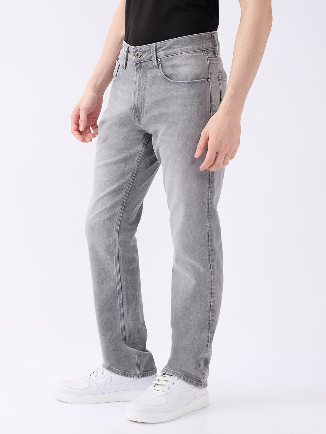 Spykar Smoke Grey Mid Rise Comfort Fit Casual Jeans For Men