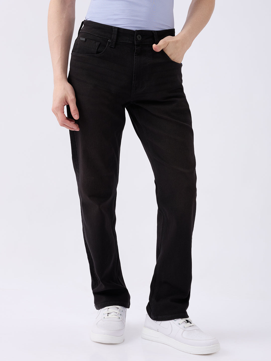 Spykar Carbon Black Mid Rise Comfort Fit Casual Jeans For Men