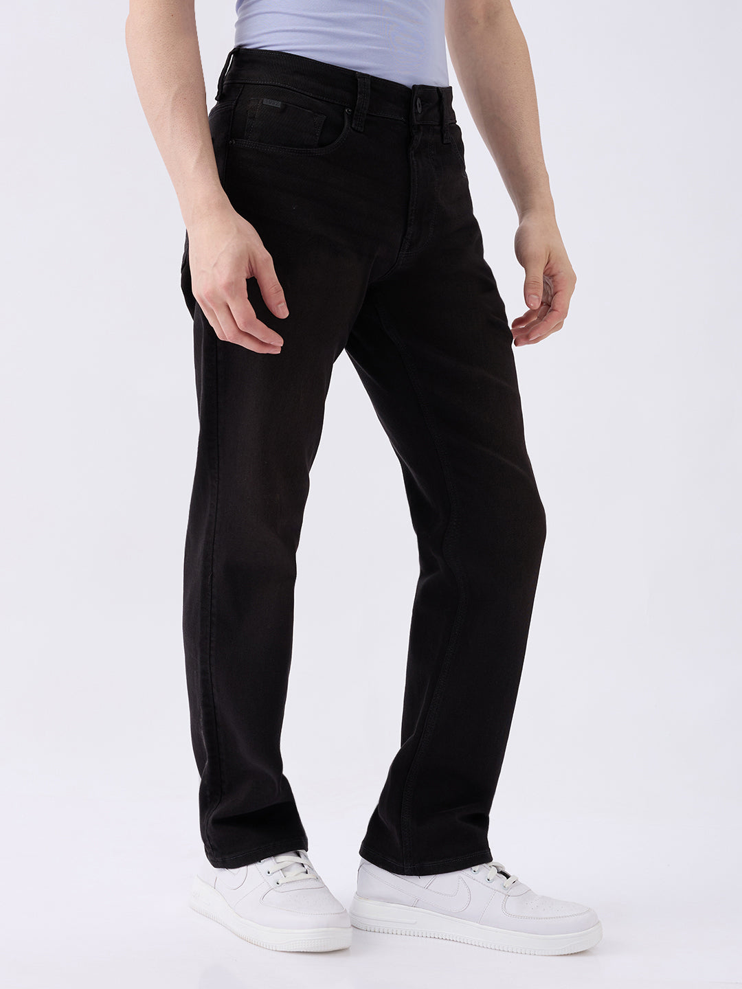 Spykar Carbon Black Mid Rise Comfort Fit Casual Jeans For Men