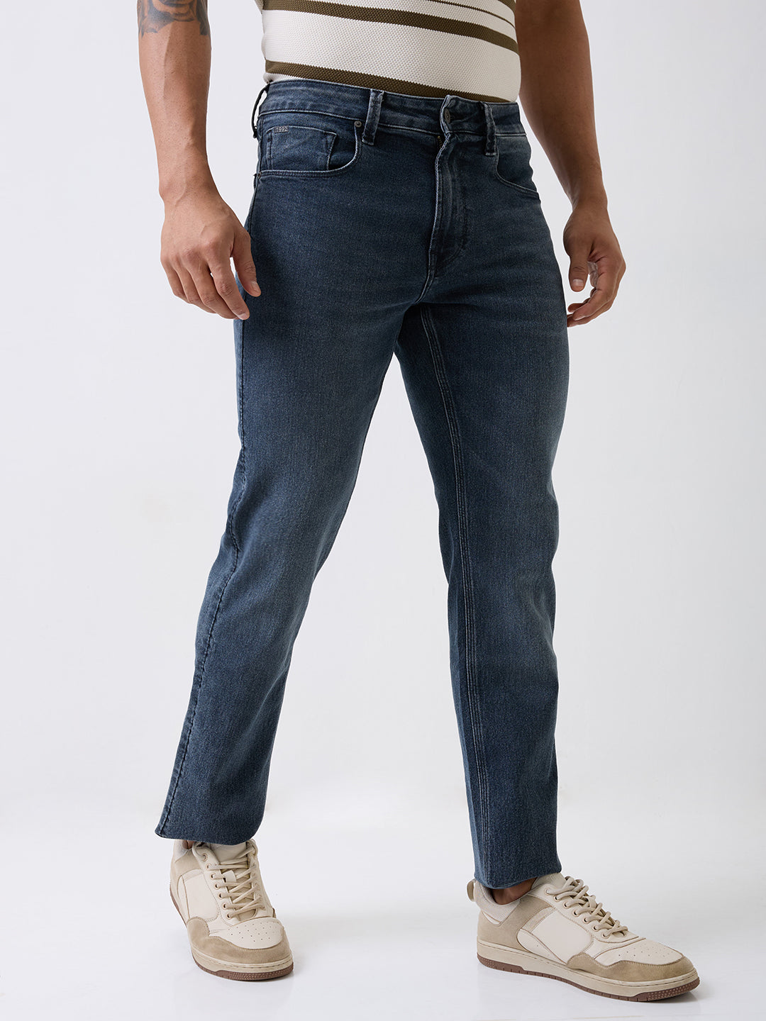 Spykar Grey Mid Rise Comfort Fit Casual Jeans For Men
