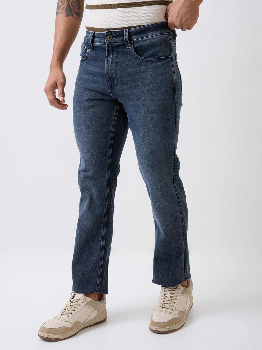 Spykar Grey Mid Rise Comfort Fit Casual Jeans For Men