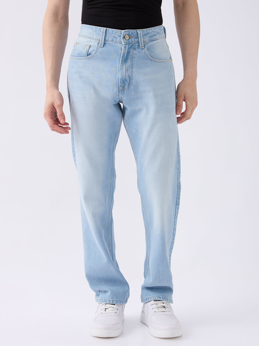 Spykar Light Blue Mid Rise Comfort Fit Casual Jeans For Men