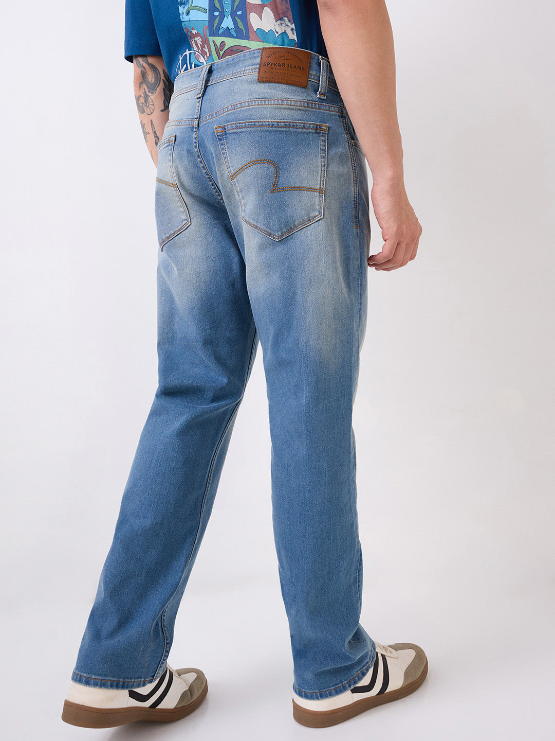 Spykar Blue Comfort Fit Mid Rise Jeans For Men