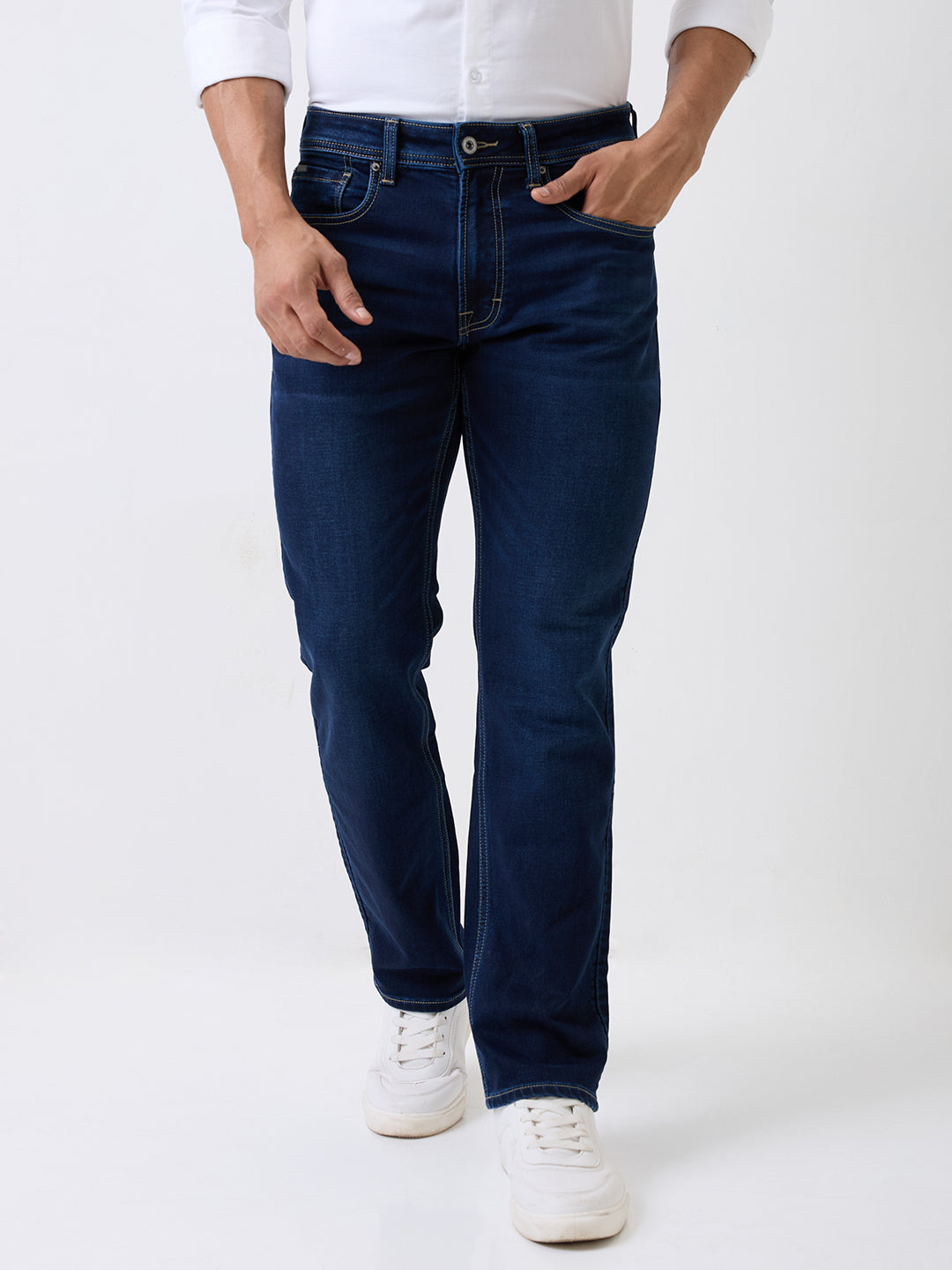 Spykar Blue Mid Rise Comfort Fit Casual Jeans For Men