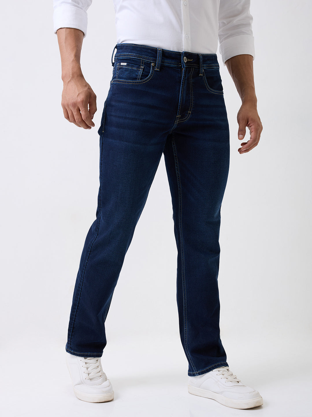 Spykar Blue Mid Rise Comfort Fit Casual Jeans For Men