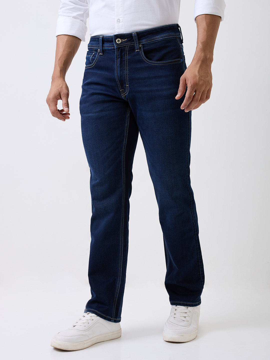 Spykar Blue Mid Rise Comfort Fit Casual Jeans For Men
