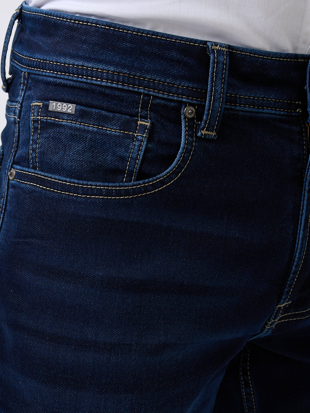 Spykar Blue Mid Rise Comfort Fit Casual Jeans For Men