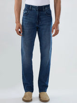 Men Jeans Comfort Fit Mid Blue Mid Rise
