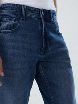 Men Jeans Comfort Fit Mid Blue Mid Rise