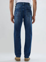 Men Jeans Comfort Fit Mid Blue Mid Rise
