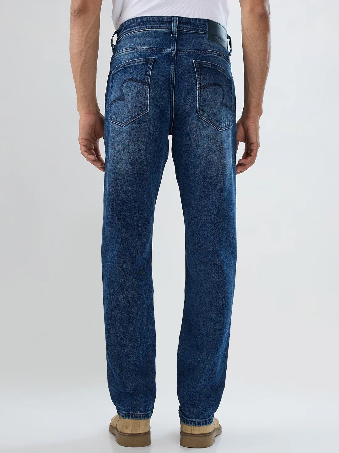 Men Jeans Comfort Fit Mid Blue Mid Rise