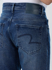 Men Jeans Comfort Fit Mid Blue Mid Rise