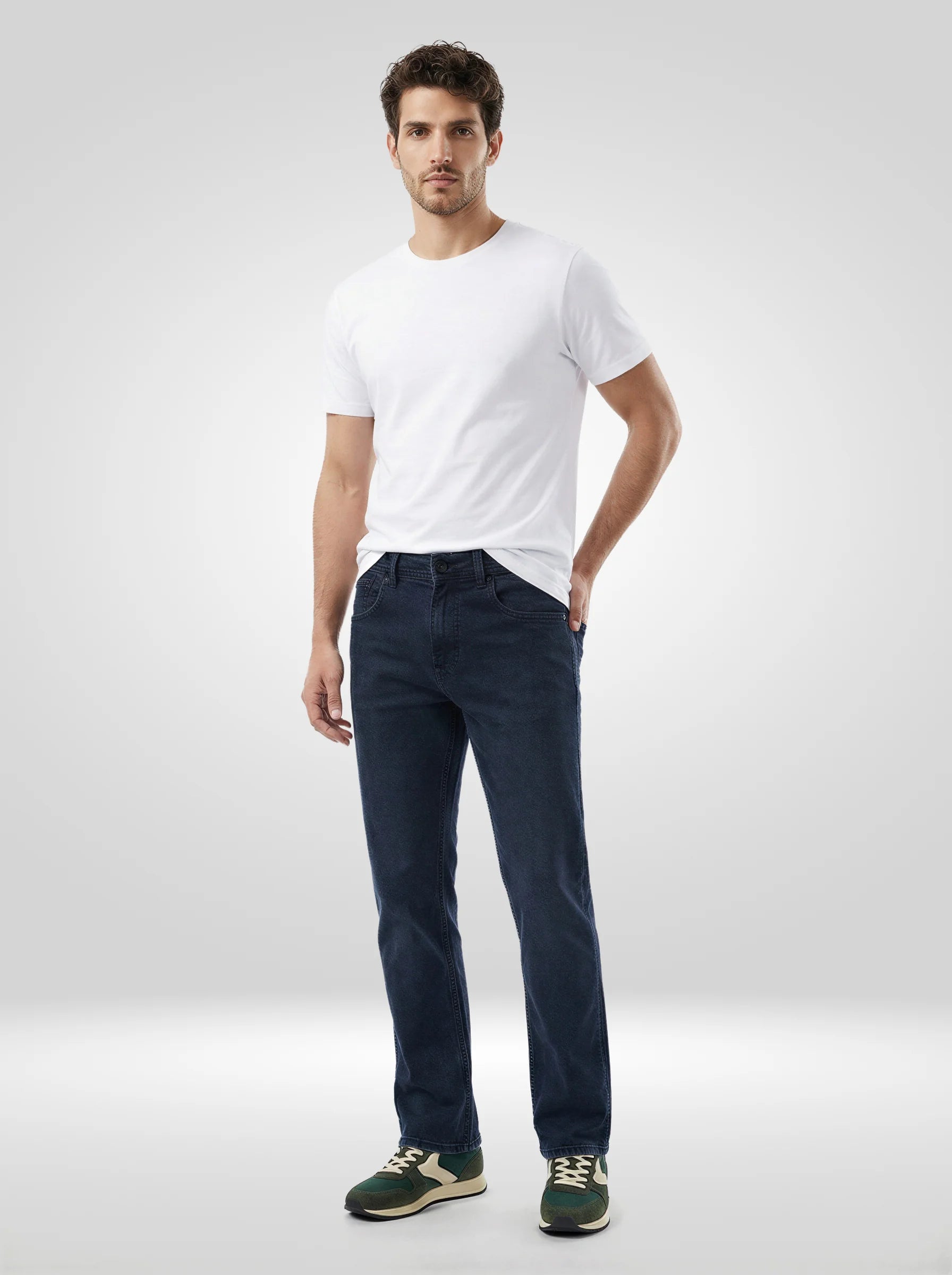 Men Jeans Comfort Fit Dark Grey Mid Rise