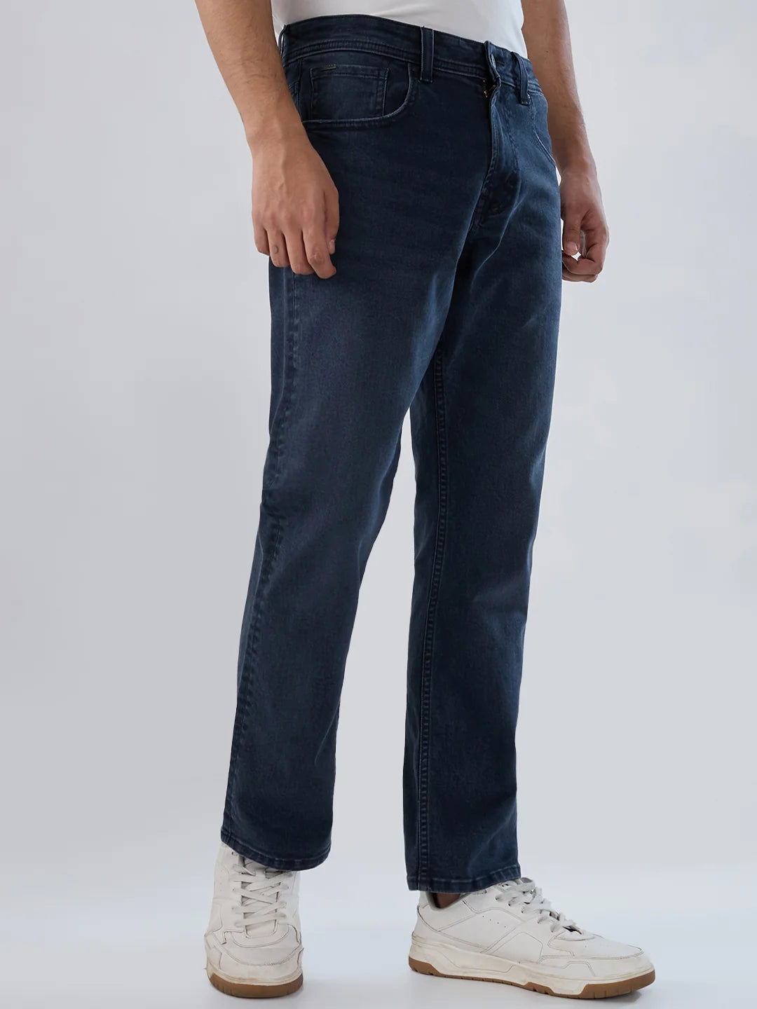 Men Jeans Comfort Fit Dark Grey Mid Rise