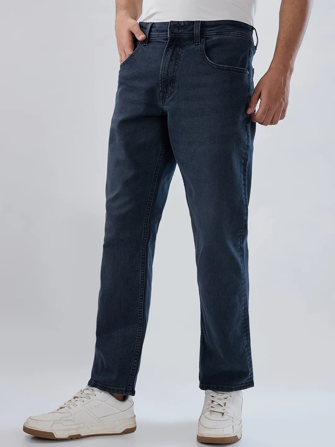 Men Jeans Comfort Fit Dark Grey Mid Rise