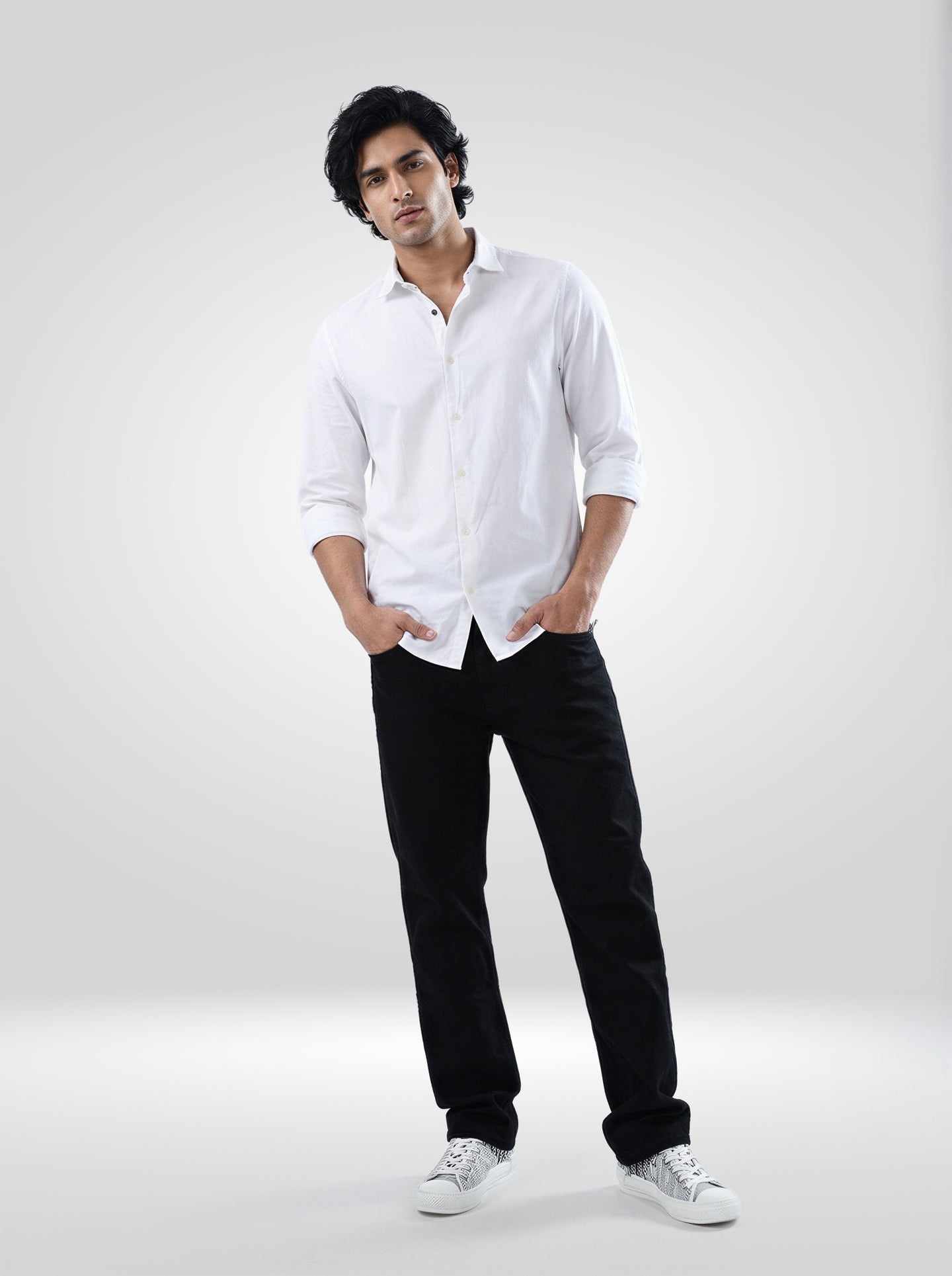 Men Jeans Comfort Fit Black Mid Rise