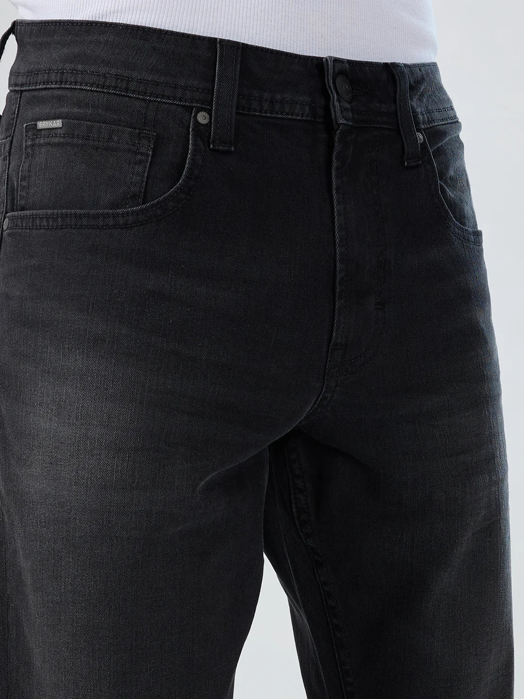 Men Jeans Comfort Fit Black Mid Rise