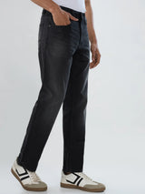 Men Jeans Comfort Fit Black Mid Rise