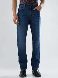 Men Jeans Comfort Fit Dark Blue Mid Rise