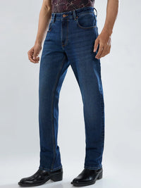Men Jeans Comfort Fit Dark Blue Mid Rise