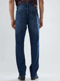 Men Jeans Comfort Fit Dark Blue Mid Rise
