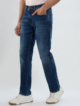 Men Jeans Comfort Fit Dark Blue Mid Rise