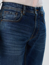 Men Jeans Comfort Fit Dark Blue Mid Rise
