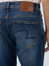 Men Jeans Comfort Fit Dark Blue Mid Rise