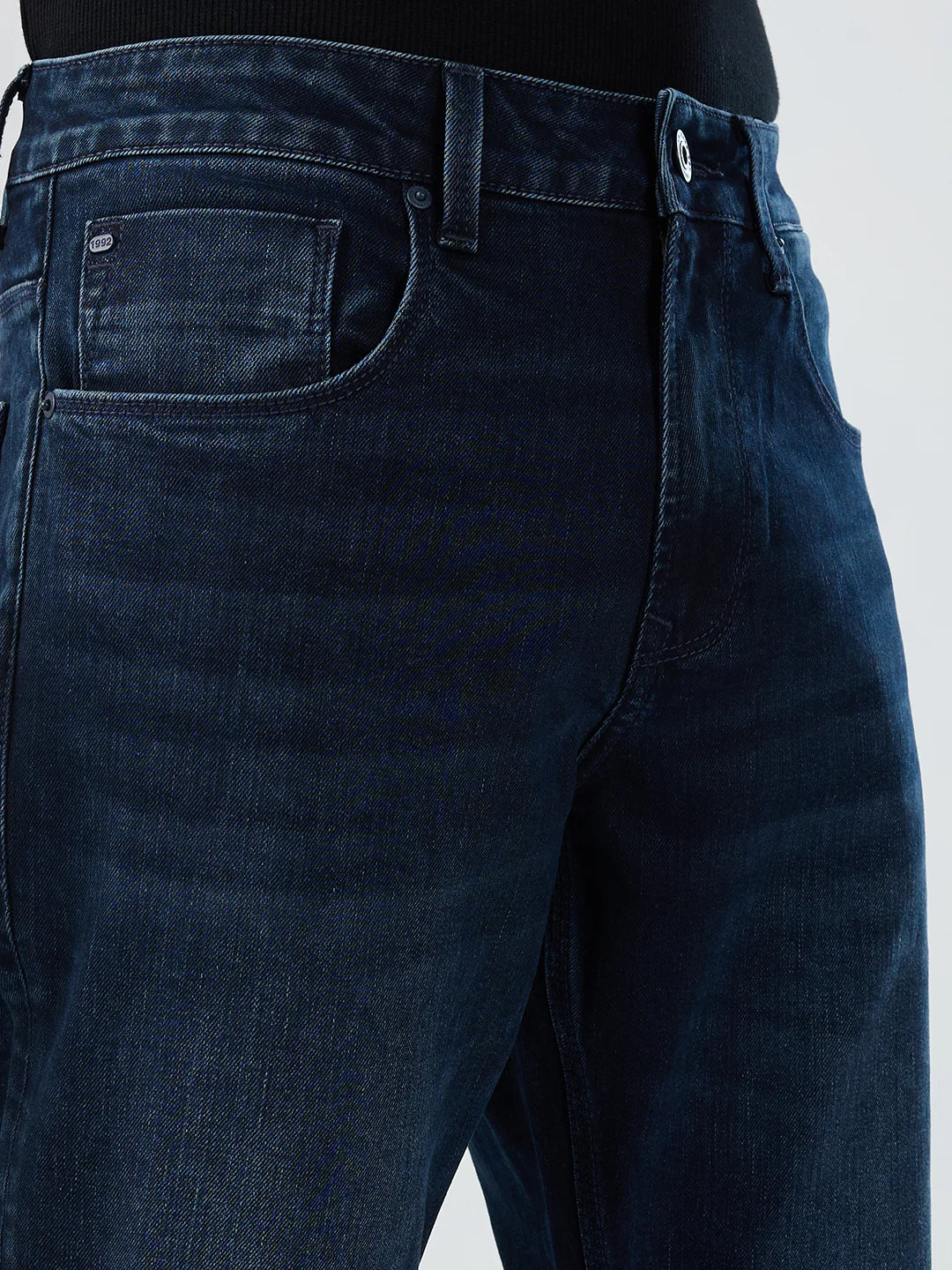 Men Jeans Comfort Fit Dark Blue Mid Rise