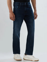 Men Jeans Comfort Fit Dark Blue Mid Rise