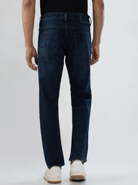 Men Jeans Comfort Fit Dark Blue Mid Rise