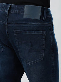 Men Jeans Comfort Fit Dark Blue Mid Rise