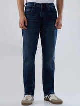 Men Jeans Comfort Fit Dark Blue Mid Rise