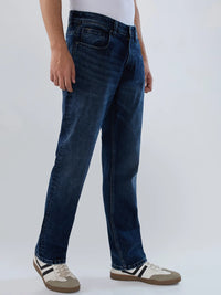 Men Jeans Comfort Fit Dark Blue Mid Rise