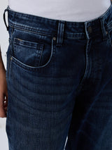 Men Jeans Comfort Fit Dark Blue Mid Rise