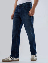 Men Jeans Comfort Fit Dark Blue Mid Rise