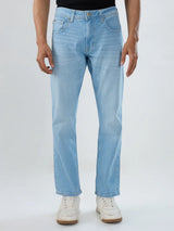 Men Jeans Comfort Fit Ice Blue Mid Rise