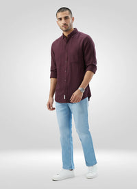 Men Jeans Comfort Fit Ice Blue Mid Rise