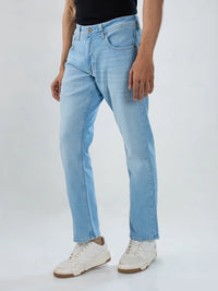 Men Jeans Comfort Fit Ice Blue Mid Rise