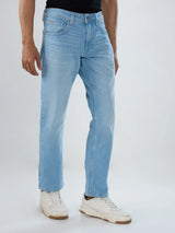 Men Jeans Comfort Fit Ice Blue Mid Rise