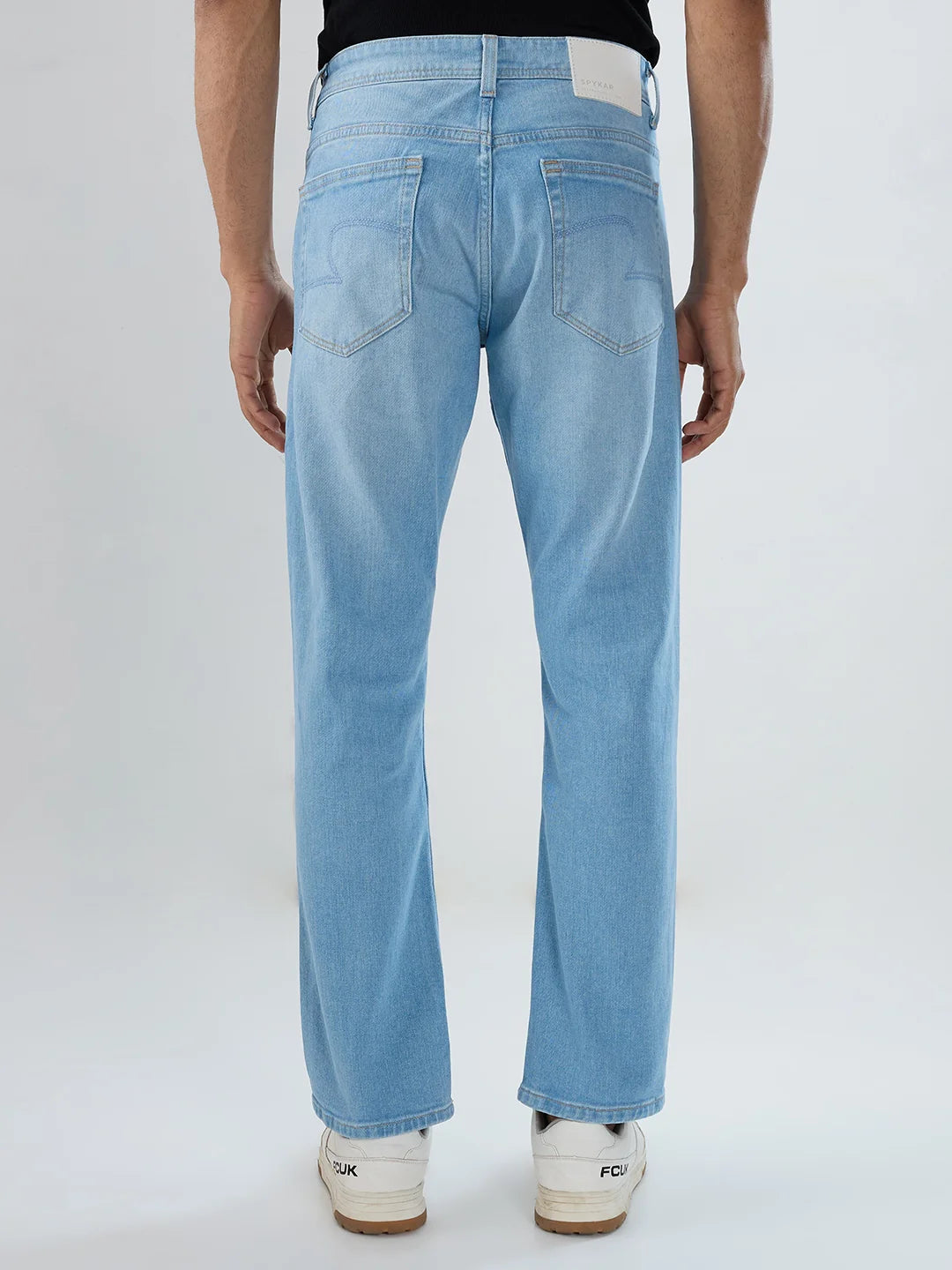 Men Jeans Comfort Fit Ice Blue Mid Rise