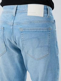 Men Jeans Comfort Fit Ice Blue Mid Rise