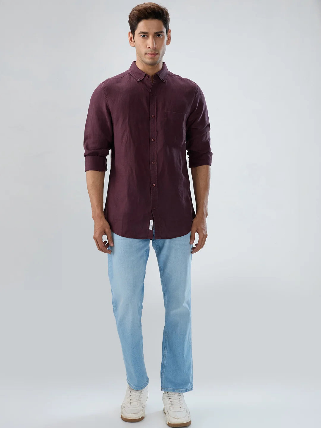 Men Jeans Comfort Fit Ice Blue Mid Rise