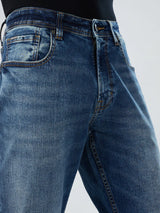 Men Jeans Comfort Fit Mid Blue Mid Rise