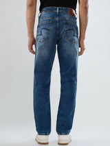 Men Jeans Comfort Fit Mid Blue Mid Rise