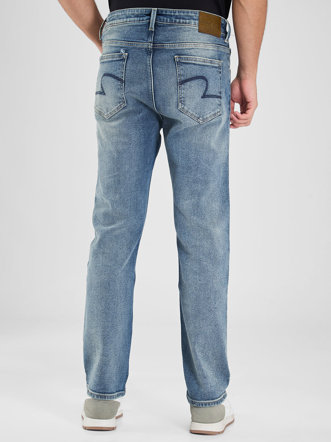 Spykar Blue Comfort Fit Mid Rise Jeans For Men