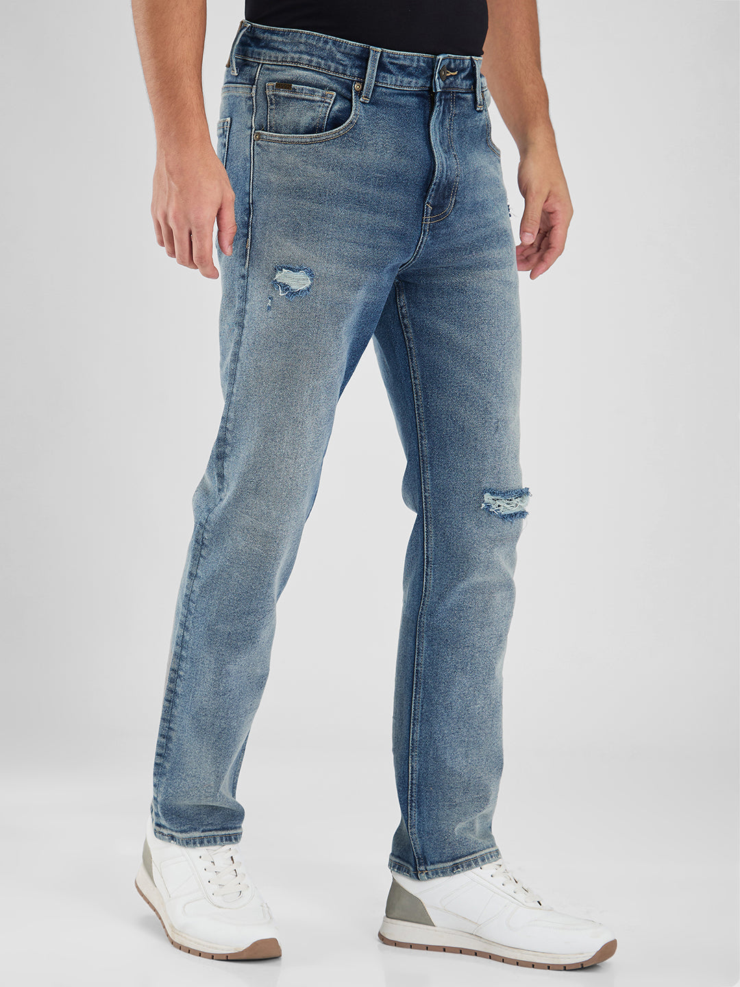 Spykar Blue Comfort Fit Mid Rise Jeans For Men