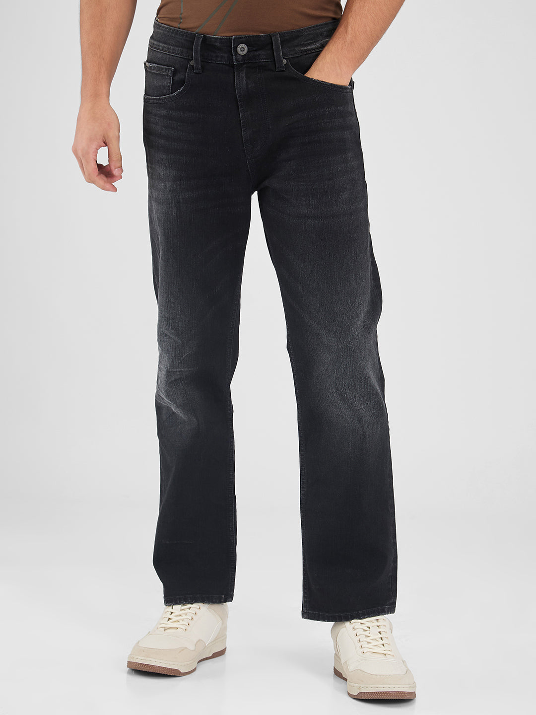 Spykar Black Comfort Fit Mid Rise Jeans For Men